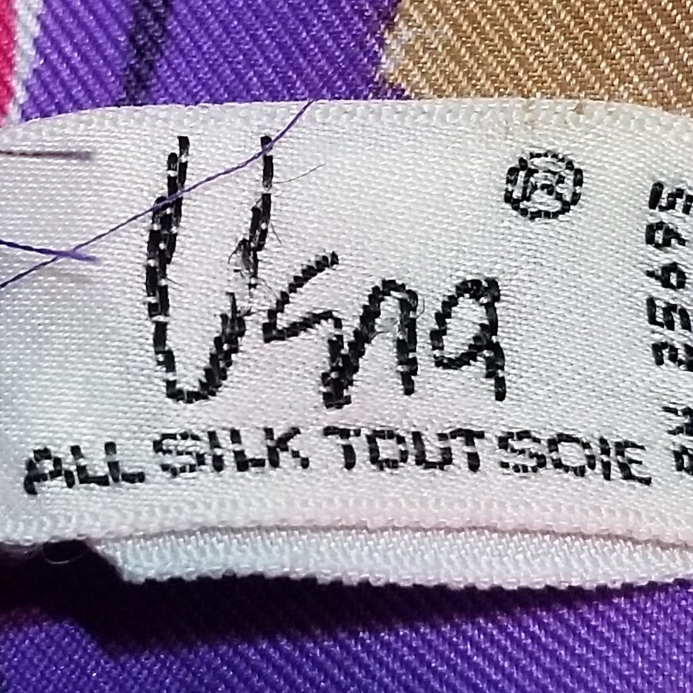 Vera Neumann Red, Purple, & Gold Silk Art Scarf Modernism Art Graphic Design - Picture 5 of 7